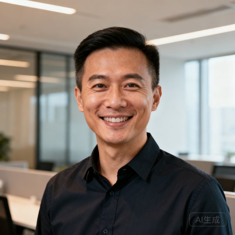陈铭辉，MK体育首席执行官兼联合创始人，身穿深色衬衫面带微笑，背景为深圳总部办公室